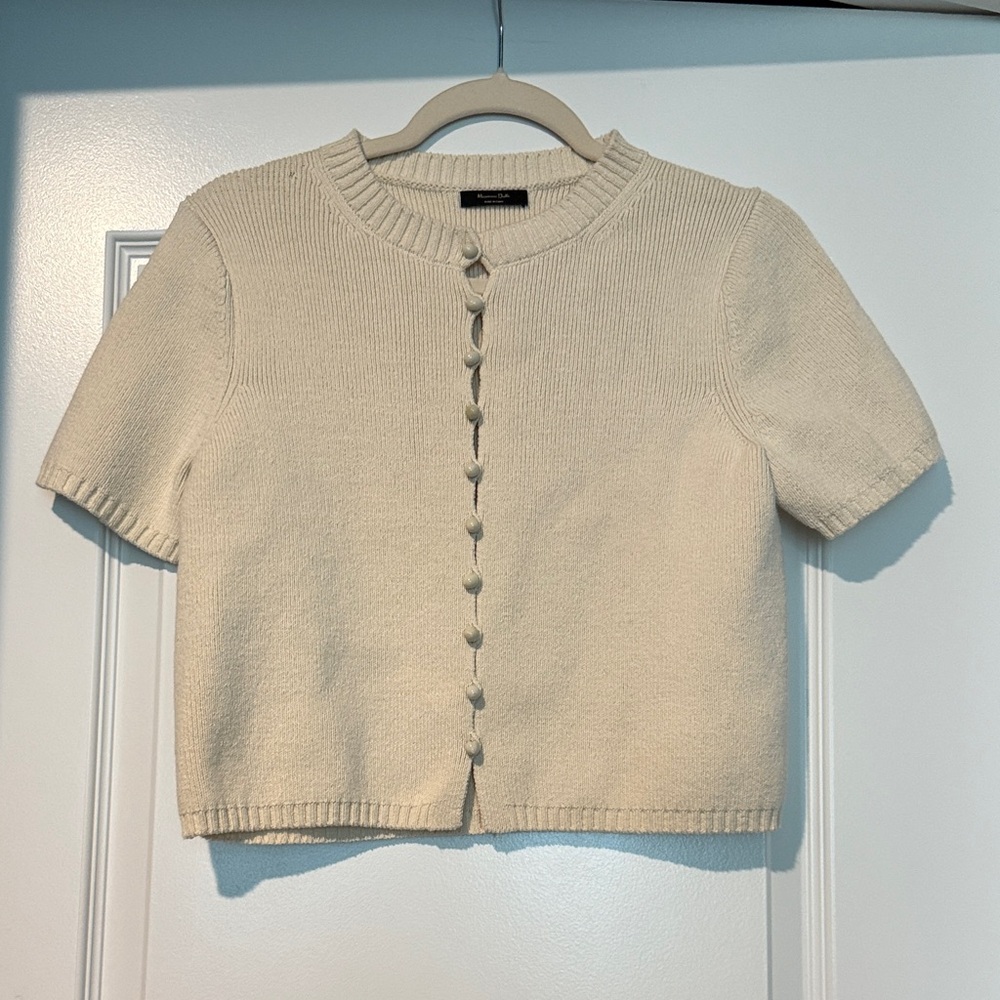 Massimo Dutti Off-White Knit Cardigan